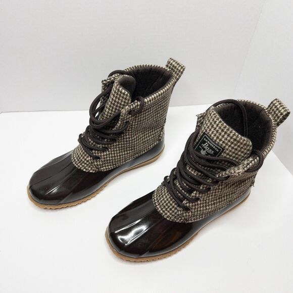 G.H. Bass Duck Boots Women’s 6 Houndstooth Waterproof Winter Rain Snow Boot - Picture 12 of 16